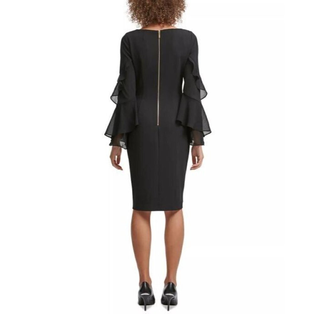 NEW! Calvin Klein Women's 10 Ruffled-Sleeve Sheath Dress NWT $134 - Picture 2 of 4